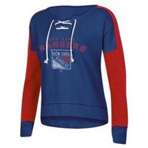 NHL Team New York Rangers Sweatshirt Women's M Quarter Sleeve Drawstring Logo